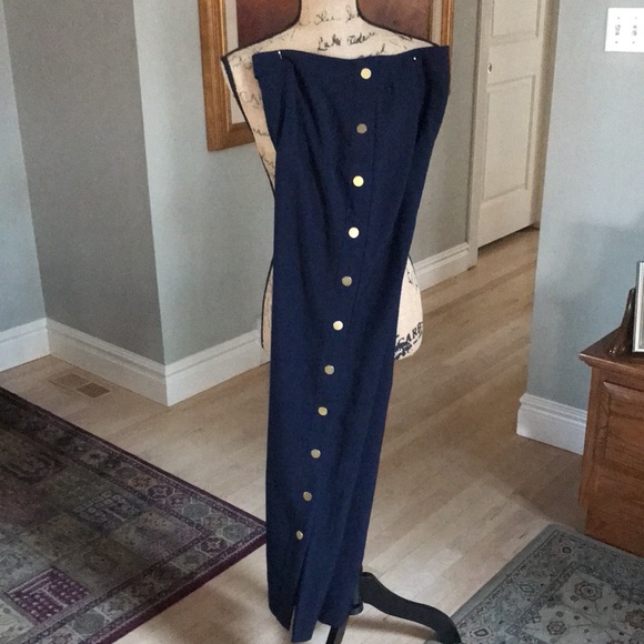 Romeo + Juliet New Slacks Navy/Gold Snap buttons Half way up both sides,Rise 11” - Picture 8 of 9